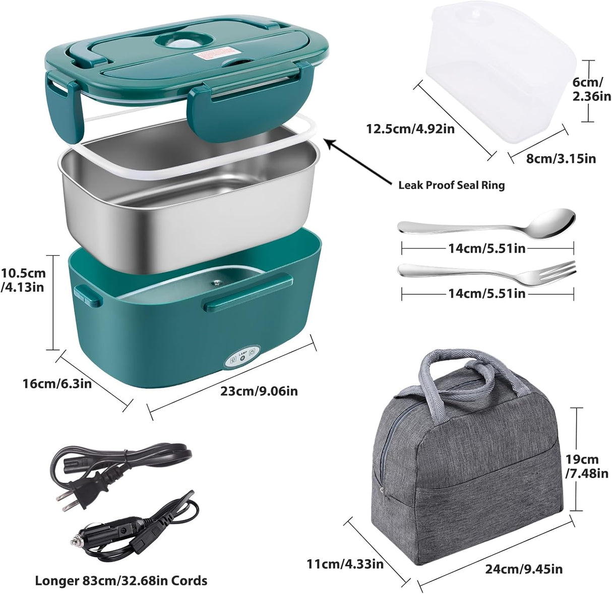 Nifogo Electric Lunch Box Food Heater 80W Heated Lunch Boxes for Men 1.5l Electric Lunch Box for Adults Portable 12/24/110V Heating Lunchbox for Work/Car/Truck with Insulated Bag(1.5L-Green)$27.98 (Open Box)