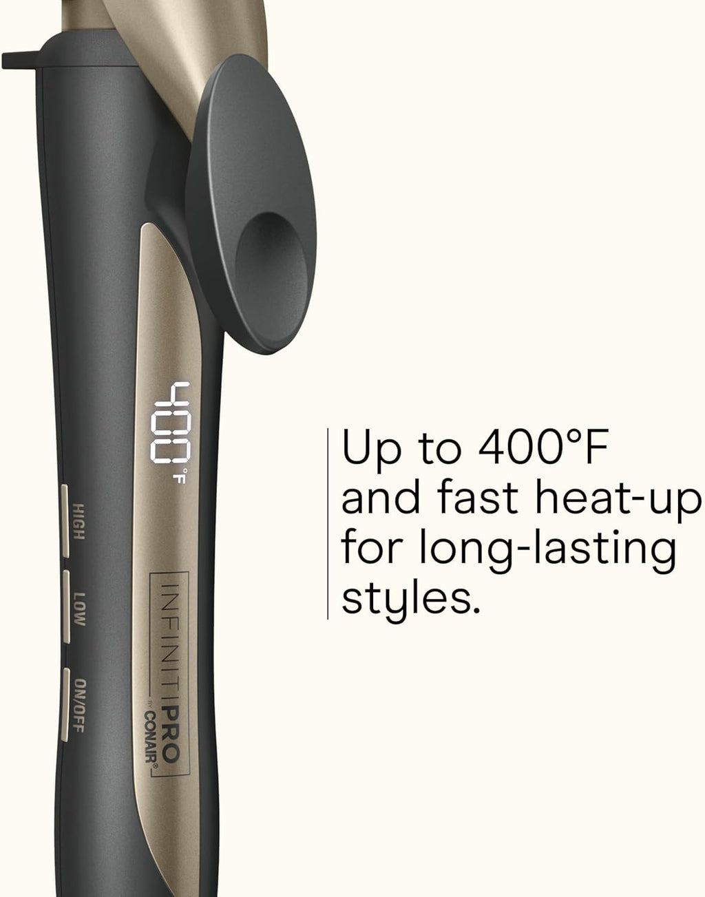 INFINITI PRO CONAIR Tourmaline Ceramic 1-Inch Curling Iron, Clamp Curling Iron, 1-Inch Barrel Champagne/Gray