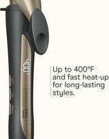 INFINITI PRO CONAIR Tourmaline Ceramic 1-Inch Curling Iron, Clamp Curling Iron, 1-Inch Barrel Champagne/Gray