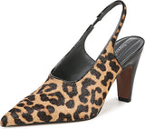 Franco Sarto Women's Sorrento Pointed Toe Slingback Pump - Camel Brown Animal Print - Size 10 M