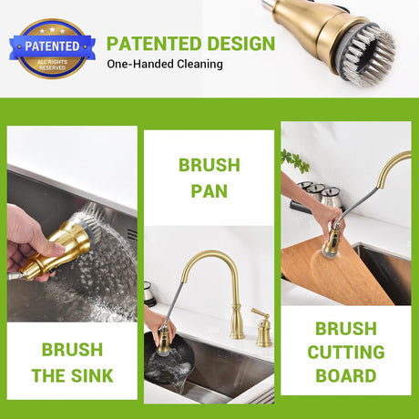 DAYONE Kitchen Faucet Champagne Gold, Stainless Steel Single Handle Kitchen Sink Faucet 3 Modes, Pull Down Faucet for 2 Holes (OPEN BOX)