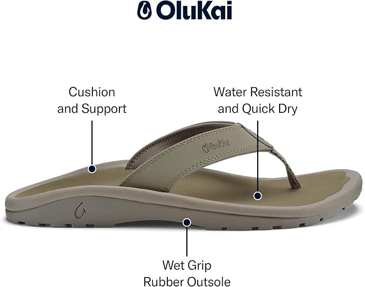 OluKai Ohana Men's Sandals, Water Resistant Flip Flops with Arch Support (Size : 10)
