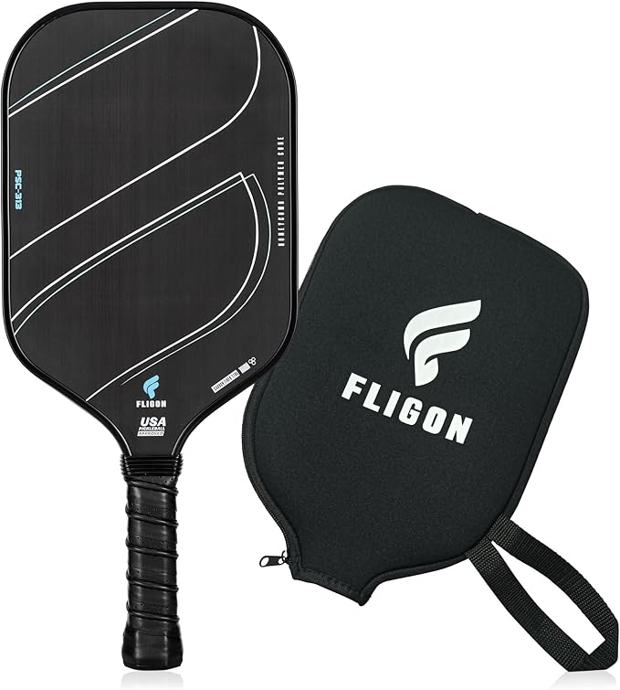 Pickleball Racquet T700 Raw Carbon Fiber Surface (CFS) Thermoformed Pickleball Paddles for high grit and Spin, USAPA approved16mm PP Honeycomb core with Pickleball Racket Cover (Thermoplastic Black)