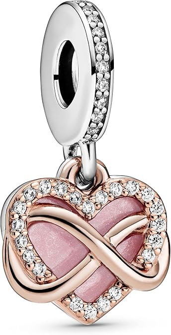 Pandora Sparkling Infinity Heart Dangle Charm Bracelet Charm Moments Bracelets - Stunning Women's Jewelry - Made Rose, Sterling Silver, Cubic Zirconia & Enamel (NEW, OPEN BOX)