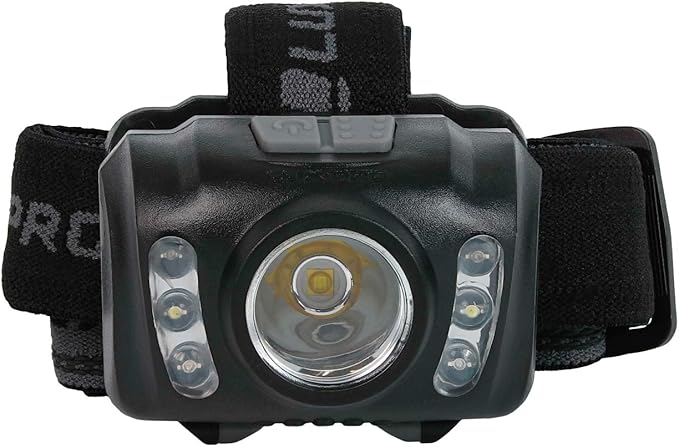 LUXPRO LP345V2 Extended Runtime Multi-function Multi-color Headlamp, 303 Lumens, 3 AAA, White/Red/Green Flood Lights, Non-slip Headband