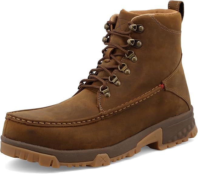 Twisted X Work Men's 6" Work Boot (Composite Toe)  Distressed Saddle - Size  12 Wide