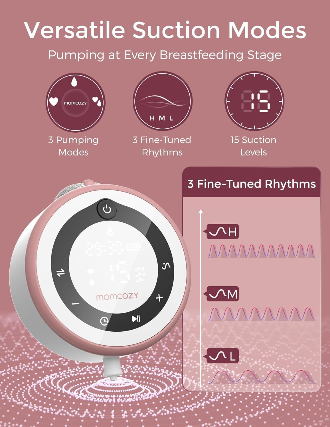 Momcozy V1 Pro Wearable Breast Pump, Hospital-Grade Pocket Primary Pump, Hands-Free Portable Pump with Lightweight Visible Cups for Real Milk Removal