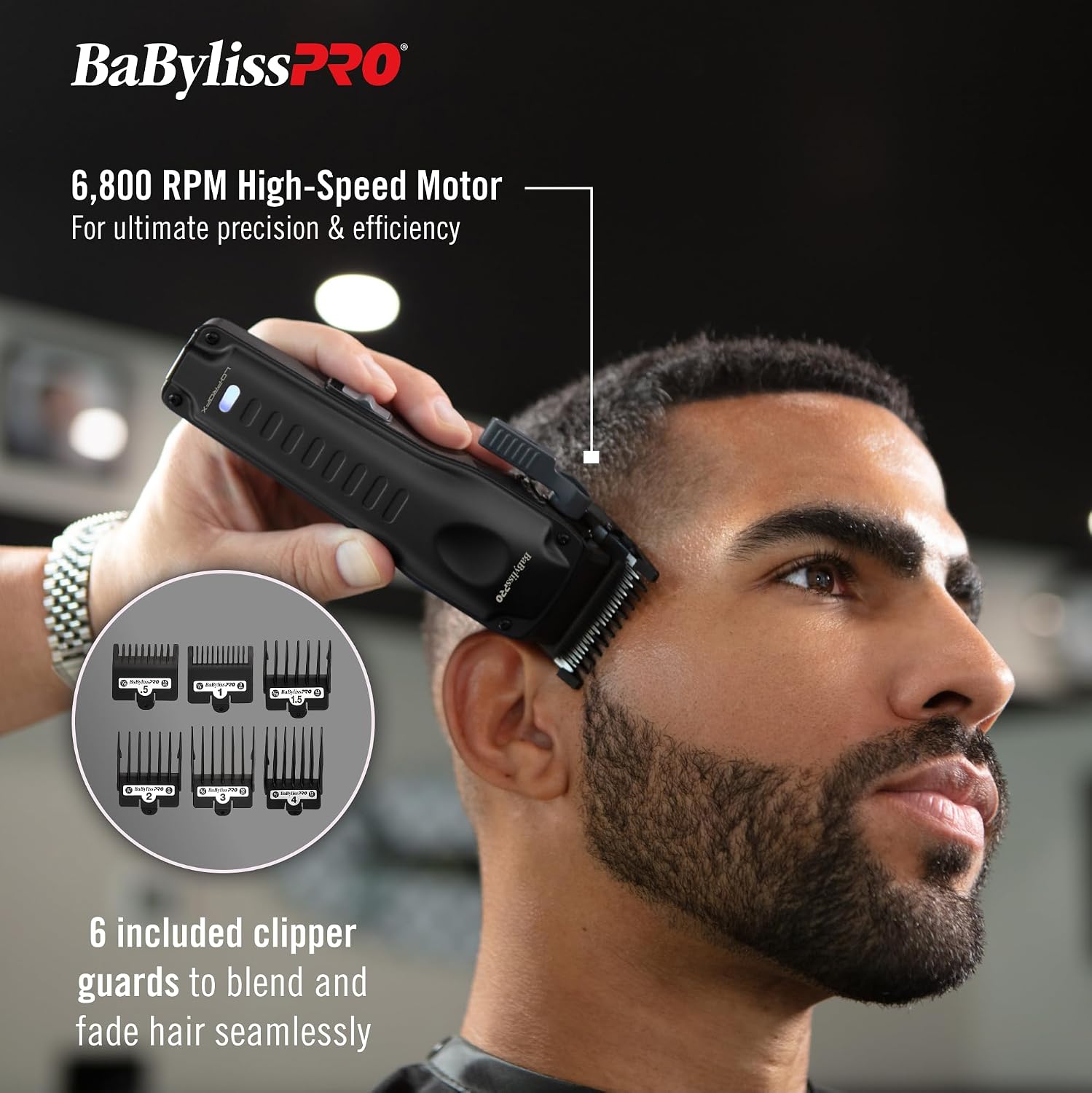 BaBylissPRO High-Performance Compact LO-PROFX Trimmers for Men - Matte Black