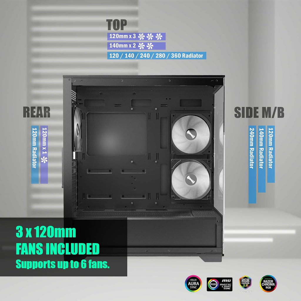 Raidmax i801 Tempered Glass Aqua View Case - i801TBF