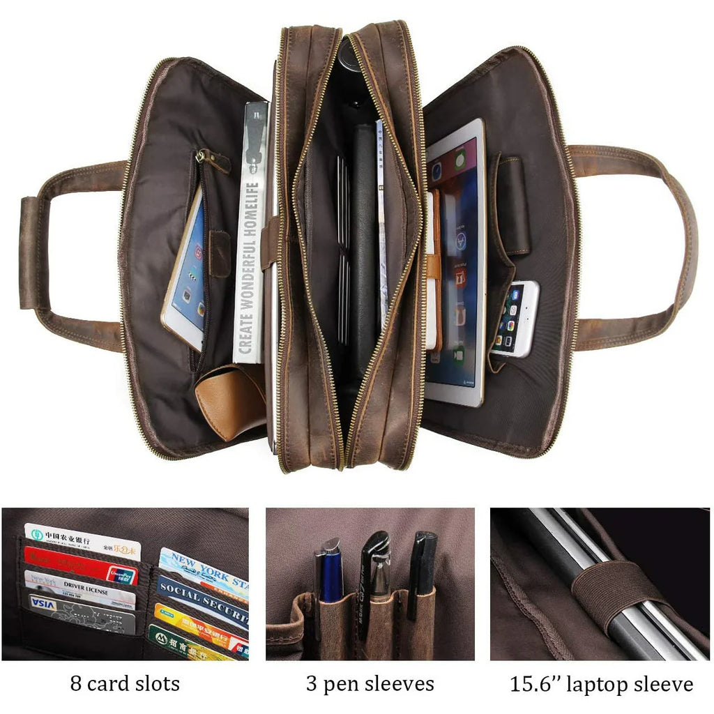 Sam's Buffalo Crazy Horse Handmade Buffalo Leather Briefcase