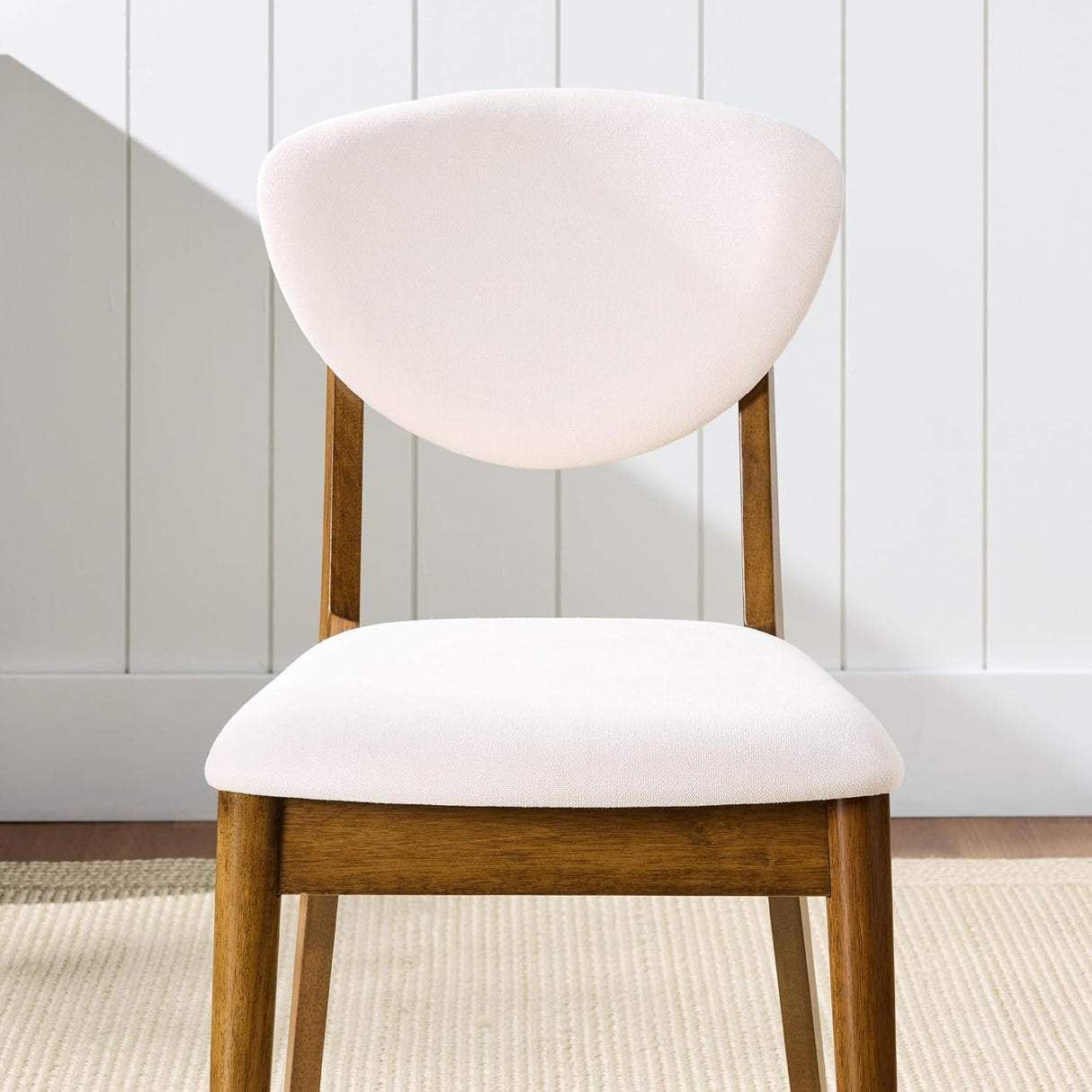 Best Choice Products - 2-Piece Mid-Century Modern Wood & Upholstered Dining Chair Set - Walnut/Cream
