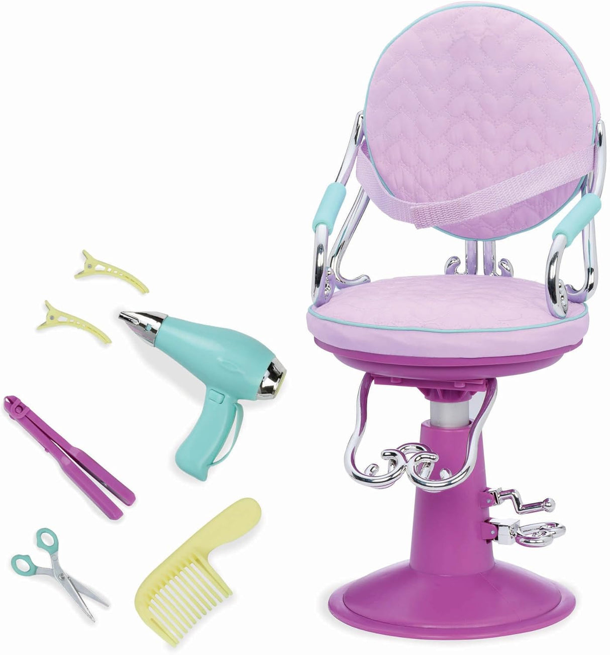 Our Generation Purple Salon Chair with Hearts Salon Chair, for 18" Doll