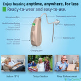 Ear Centric Easy Charge Rechargeable Hearing Aids (Pair) for Seniors, (NEW, OPEN BOX)