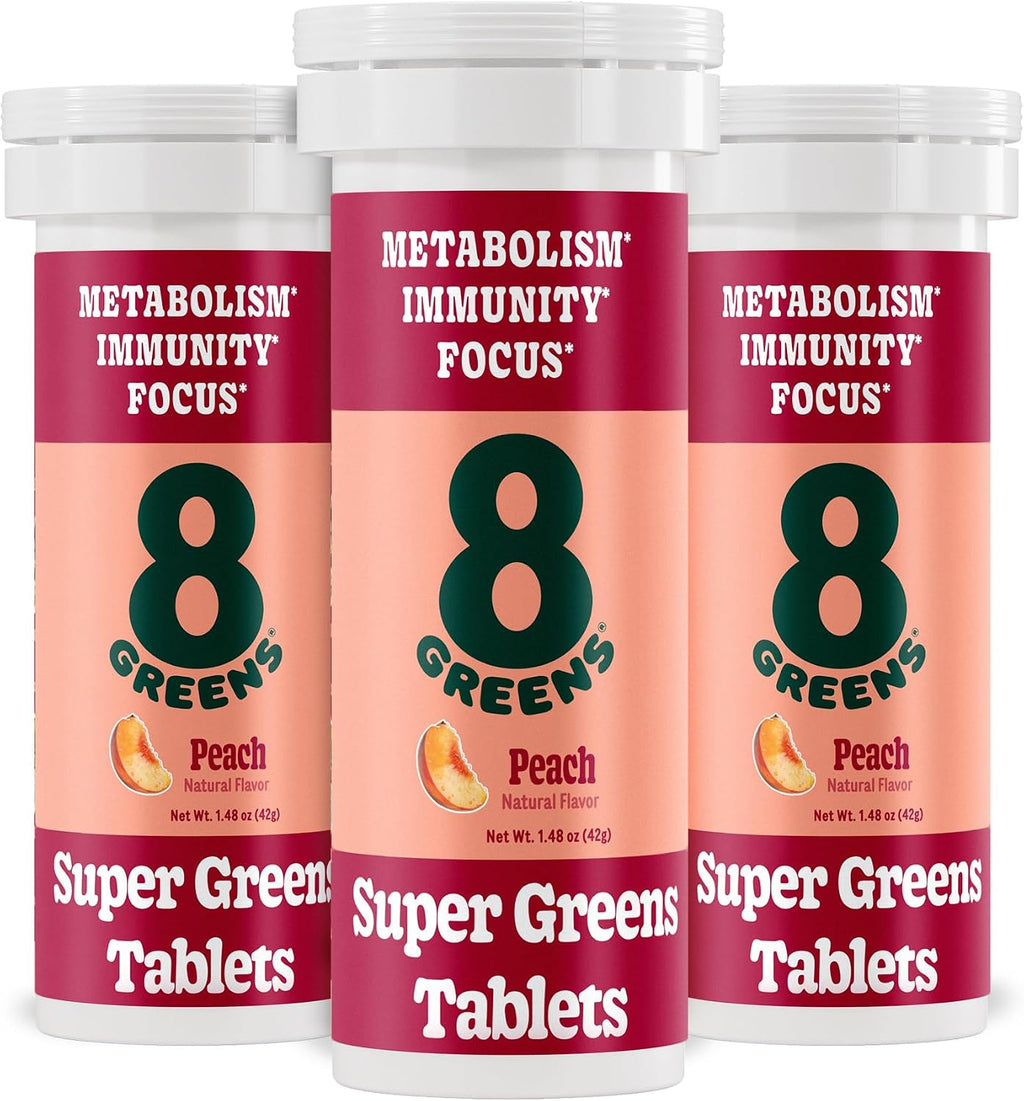 8Greens Daily Greens Effervescent Tablets -Peach - 30 Count