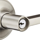 J-Series by Schlage Solstice Door Lever with Standard Trim - Keyed Entry Lock - Satin Nickel (J54 SOL 619)