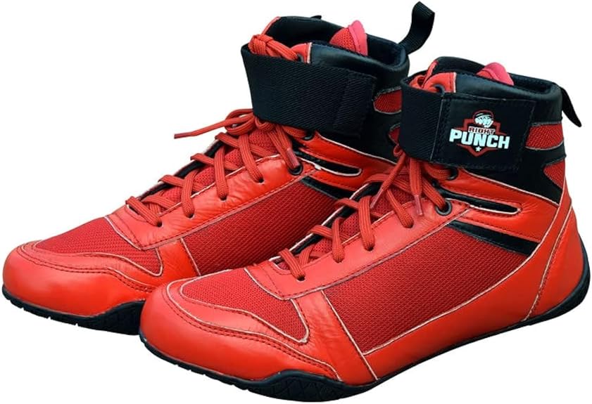 Men's Breathable Wrestling Boots by Right Punch - Red - Size 11