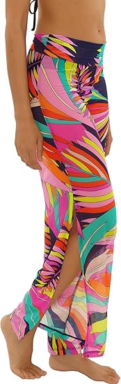 Trina Turk Women's Paralia Mesh Pants, Casual, Wide Leg, Beach Cover Ups for Women Size: L