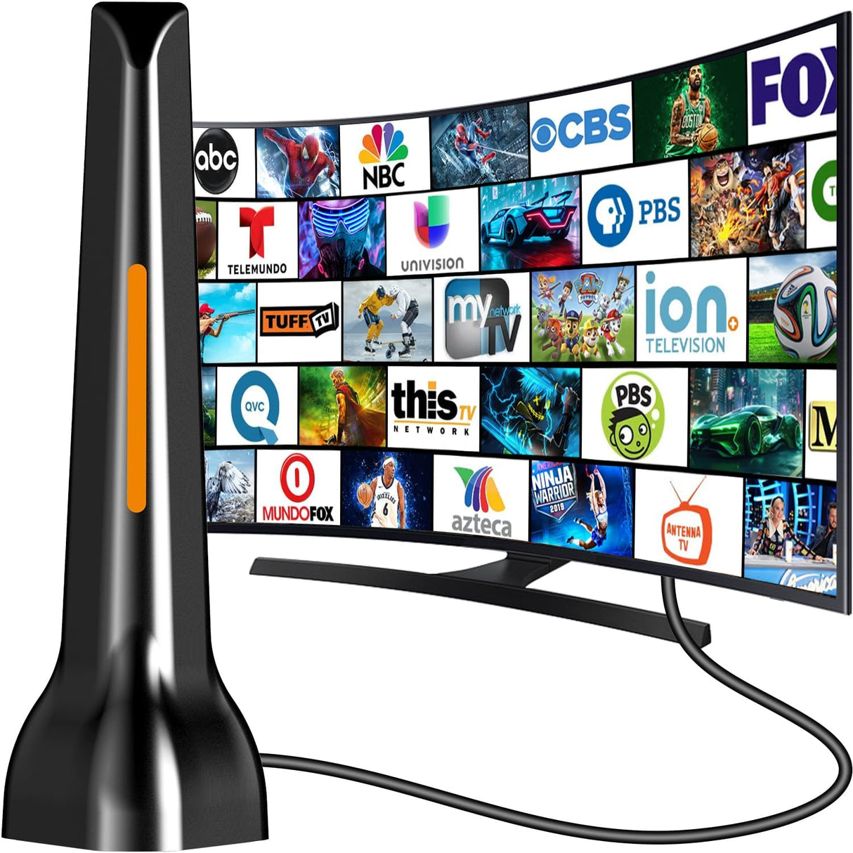 Indoor TV Antenna for Local Channels, 2026 Upgrade Digital TV Antenna for Smart TV Indoor Without Cable -Magnetic Base, 360Â° Reception, 8.2Ft Cable, 120 Mile Range - Support HDTVs After 2007