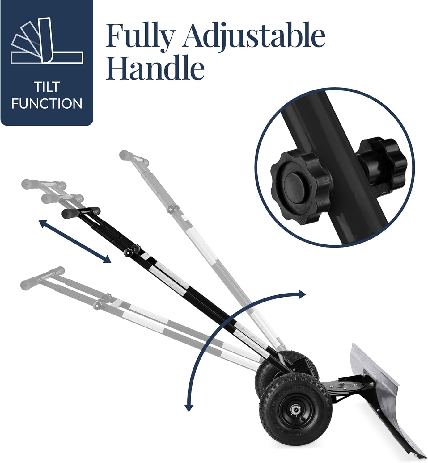 Best Choice Products - Galvanized Steel Blade 2-Wheel Snow Pusher w/ Adjustable Handle - 36in