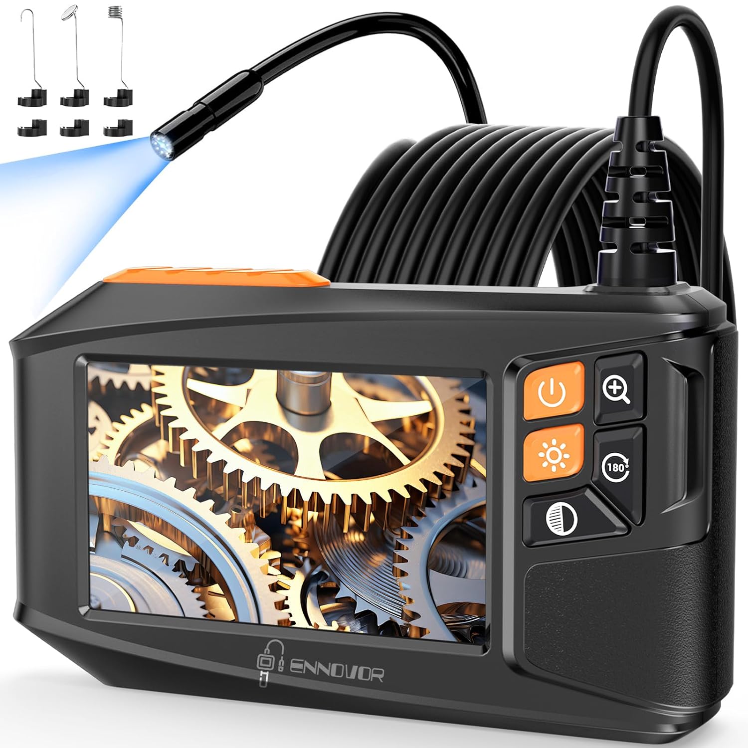 ENNOVOR Endoscope Camera with Light, 4.3" HD 1920P Borescope Snake