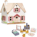 Tender Leaf Toys - Cottontail Cottage - Furnished 18.7" Tall Countryside Cottage Pretend Play Doll House