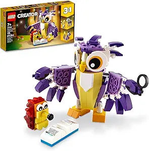 LEGO Creator 3 in 1 Fantasy Forest Creatures, Woodland Animal Toys Set Transforms from Rabbit to Owl to Squirrel Figures, Gift for 7 Plus Year Old Girls and Boys, 31125(New Open Box)