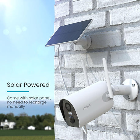 2K Solar Camera Security Outdoor with Spotlight & Siren, AI Detection Wireless Cameras for Home Security, 3MP Color Night Vision/2-Way Talk/Compatible with Alexa(New Open Box)