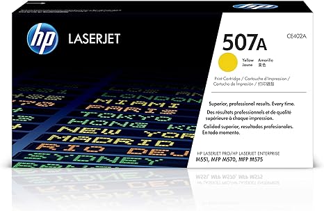 HP 507A Yellow Toner Cartridge | Works with HP LaserJet Enterprise 500 color M551, HP LaserJet Enterprise 500 color MFP M575, HP LaserJet Pro 500 color MFP M570 Series | CE402A