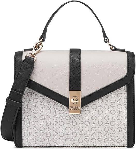 Guess Women Grey Printed Elonzo Top Handle Satchel Bag