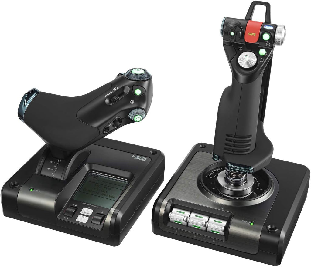 Logitech G X52 Pro USB Flight Control System - HOTAS Joystick and Throttle for Flight Simulators - LCD Display, 3D Twist Rudder, Programmable Commands, USB 2.0 - Compatible with Windows PC