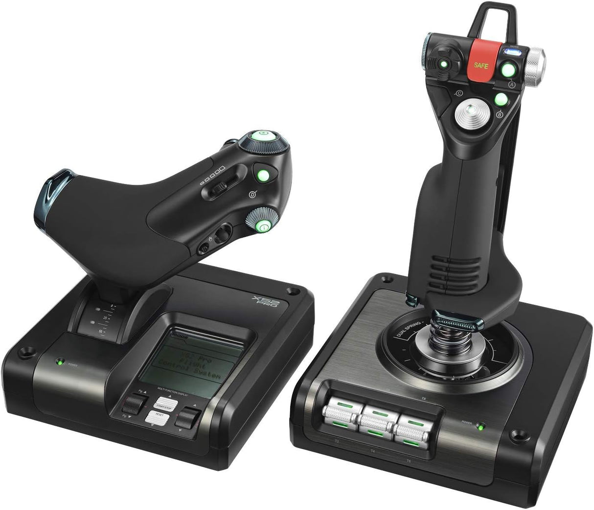 Logitech G X52 Pro USB Flight Control System - HOTAS Joystick and Throttle for Flight Simulators - LCD Display, 3D Twist Rudder, Programmable Commands, USB 2.0 - Compatible with Windows PC