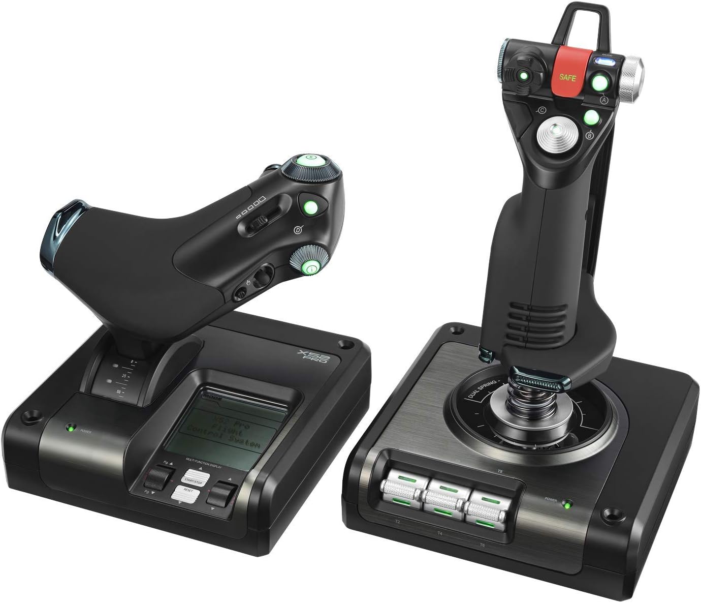 Logitech G X52 Pro USB Flight Control System - HOTAS Joystick and Throttle for Flight Simulators - LCD Display, 3D Twist Rudder, Programmable Commands, USB 2.0 - Compatible with Windows PC