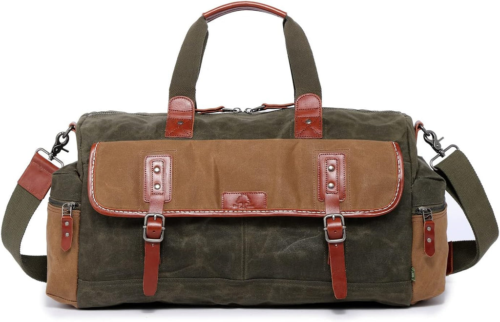 TSD Brand Stone Creek Waxed Canvas Duffel Bag