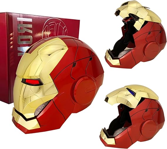 Iron-Man MK 5 Wearable Electronic Helmet: Voice & Remote Controlled, Perfect Super Hero Mask,Can Cosplay and Collectible Figures for Man and Teen-Ideal Gift for Halloween&Birthdayand&Christmas（Golden）
