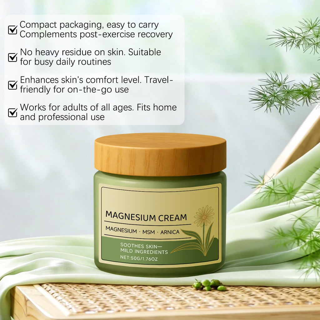 2Pcs Magnesium Cream with MSM & Arnica, Nerve Relief Magnesium Cream Mild Ingredients for Skin Soothing, Daily Body CareCream (50g/1.76oz)