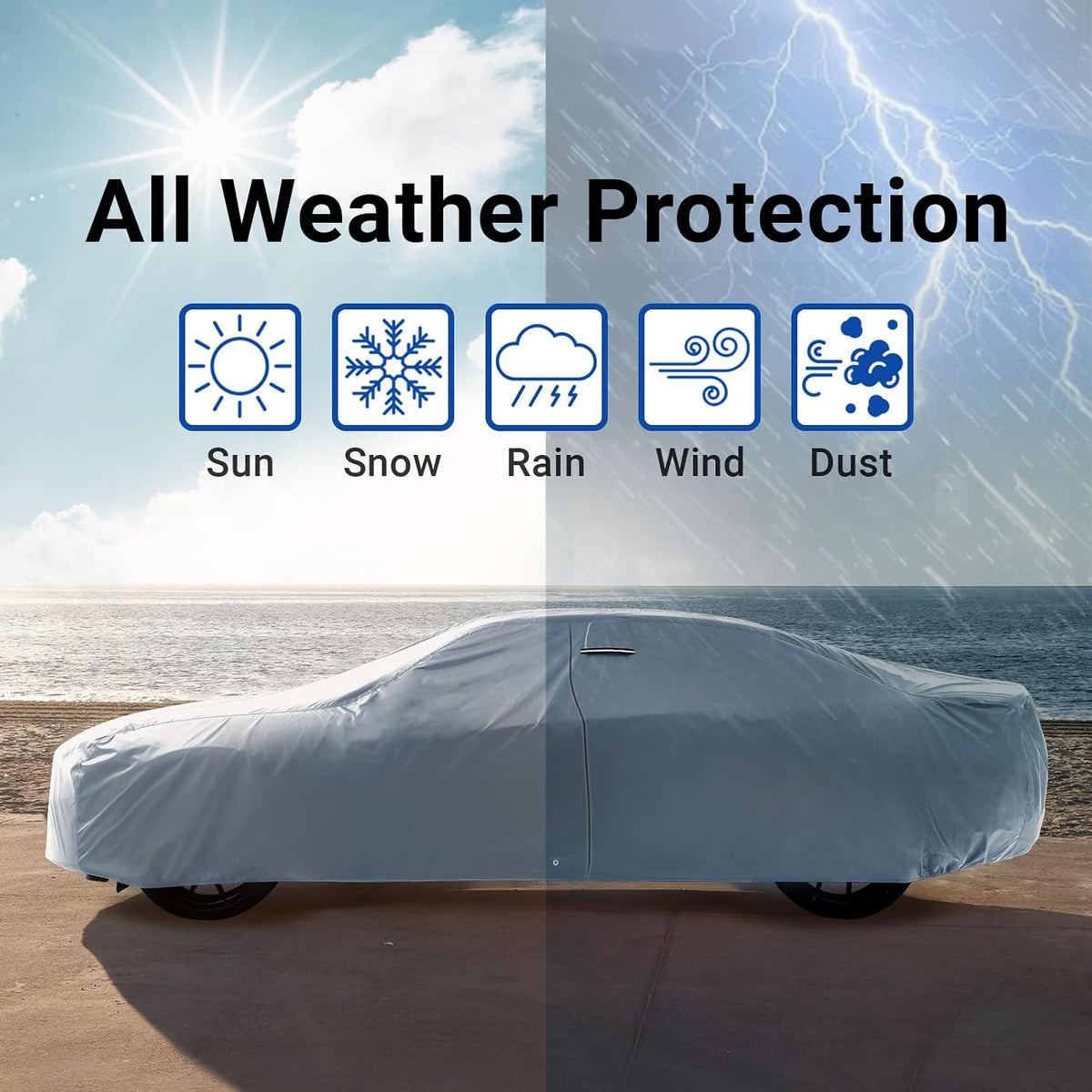 iCarCover - Plus Series SUV & Minivan Cover - 201–210 in. - Sky Grey - S3