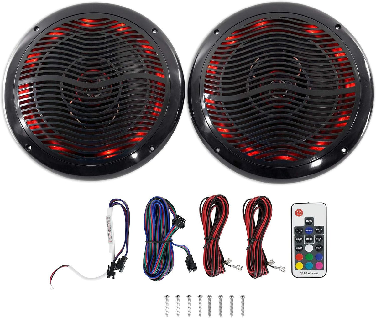 Rockville - 8" Marine LED Speakers, 800W Peak, Black