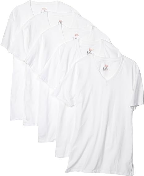 Hanes Men's 5-Pack Comfortsoft V-Neck Tee Size L
