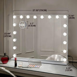 Vanity Mirror with Lights: 28" x 22" Hollywood Mirror with 18 Dimmable Bulbs, Makeup Vanity Mirror for Bedroom - 3 Color Modes and Touch Control