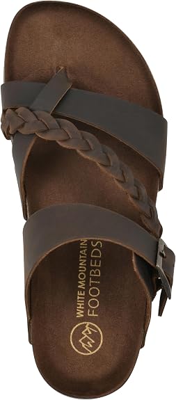 WHITE MOUNTAIN Women's Hazy Footbeds Sandal - Brown Leather - 9