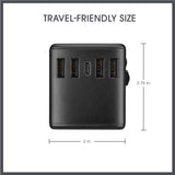 Conair Fast Charge Universal Travel Adapter - All-in-One European and Worldwide Travel Plug Adapter with Surge Protection - Includes USB C Port
