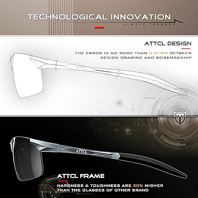 ATTCL Men's Fashion Driving Polarized Sunglasses for Men - Al-Mg metal Ultralight Frame (NEW,OPEN BOX)