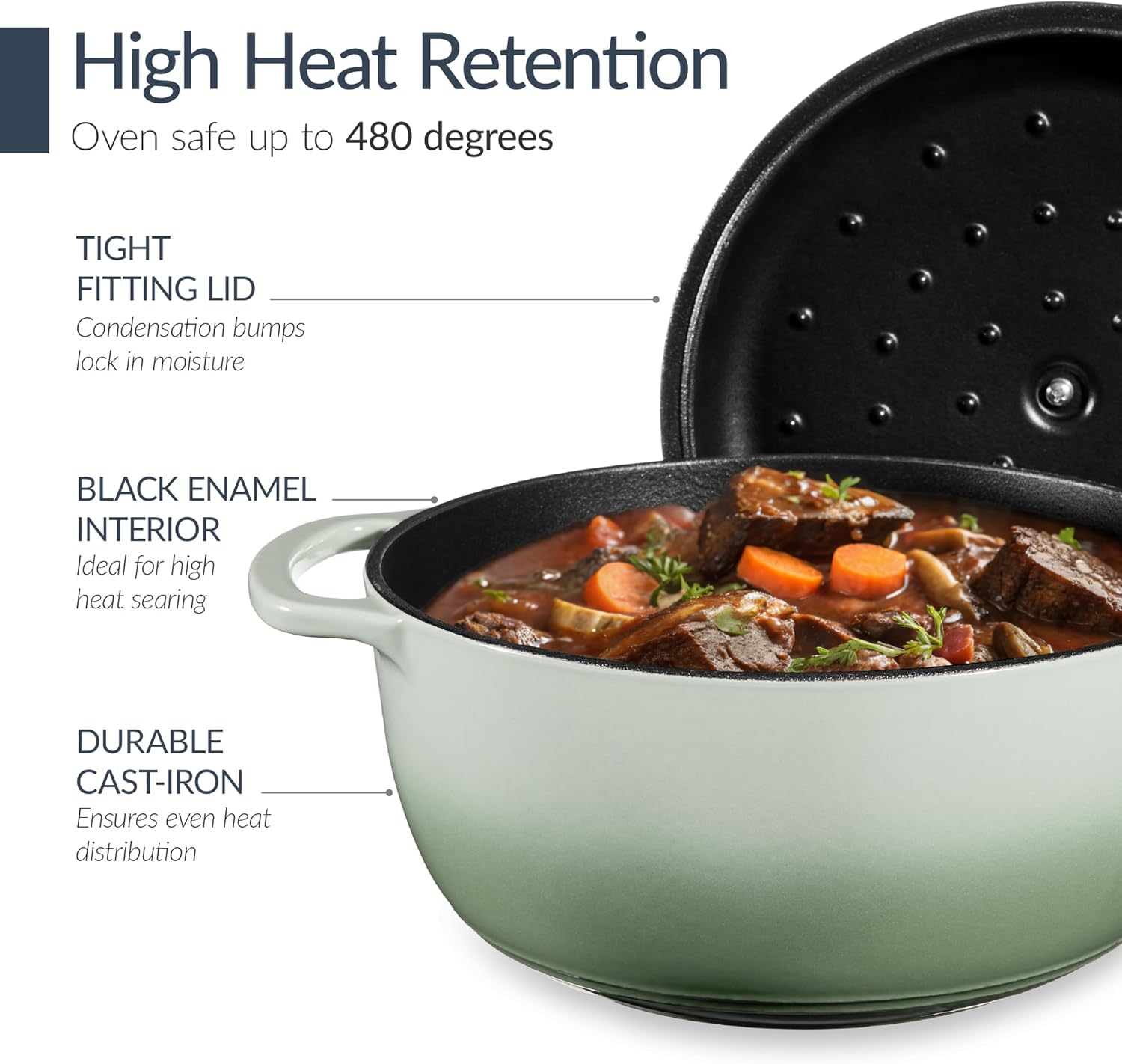 Non-Stick Pot & Pan Cookware Set, Cast Iron Skillet, Pan, Press, Dutch Oven