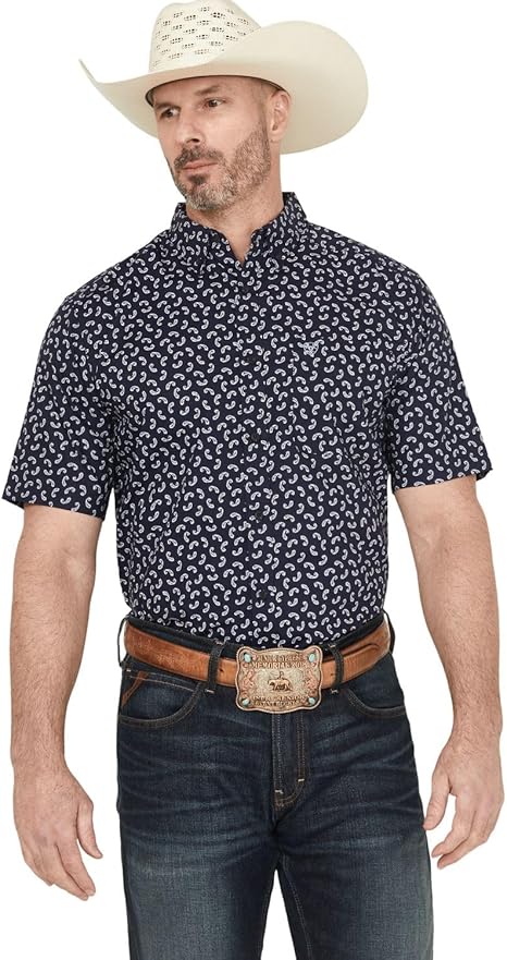 ARIAT Men's Cian Classic Fit Shirt, Navy, Medium
