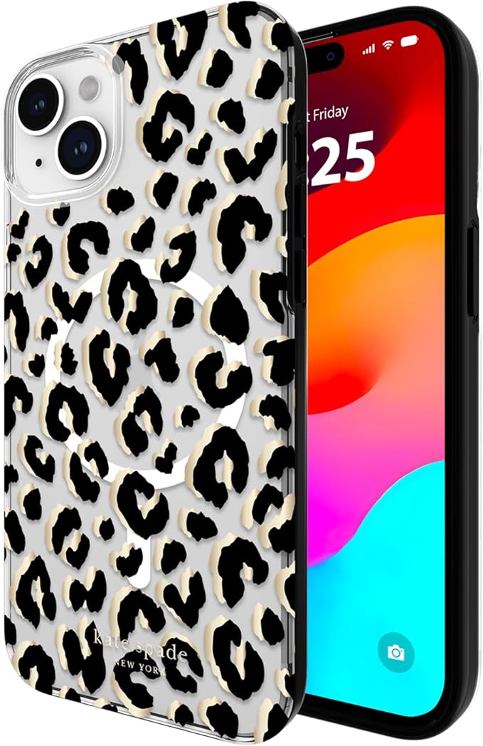 Kate Spade New York Apple iPhone 15 Plus/iPhone 14 Plus Protective Case with MagSafe - City Leopard (New)