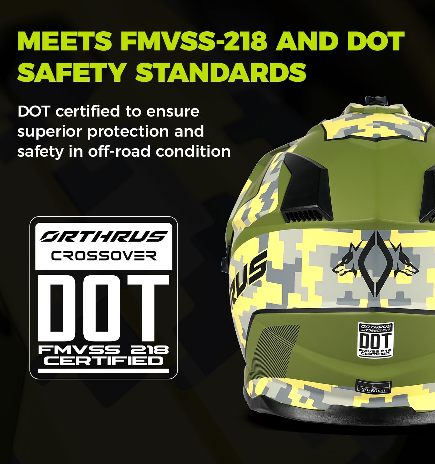 Orthrus Dual Sport Adventure Motorcycle Helmet DOT Certified for Adults ATV UTV Dirt Bike Snowmobile Off Road Helmets