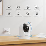 Security Camera Indoor-2K 360° WiFi Cameras for Home Security，Pet/Dog/Baby Camera with Phone app, 2-Way Audio, Night Vision, 24/7 SD Card Storage, Works with Alexa & Google Home (2.4Ghz)-D1 (NEW,OPEN BOX)