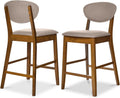 Best Choice Products - Set of 2 Modern Counter-Height Bar Stool Set W/ Upholstered Seat Cushion - Walnut/Grey