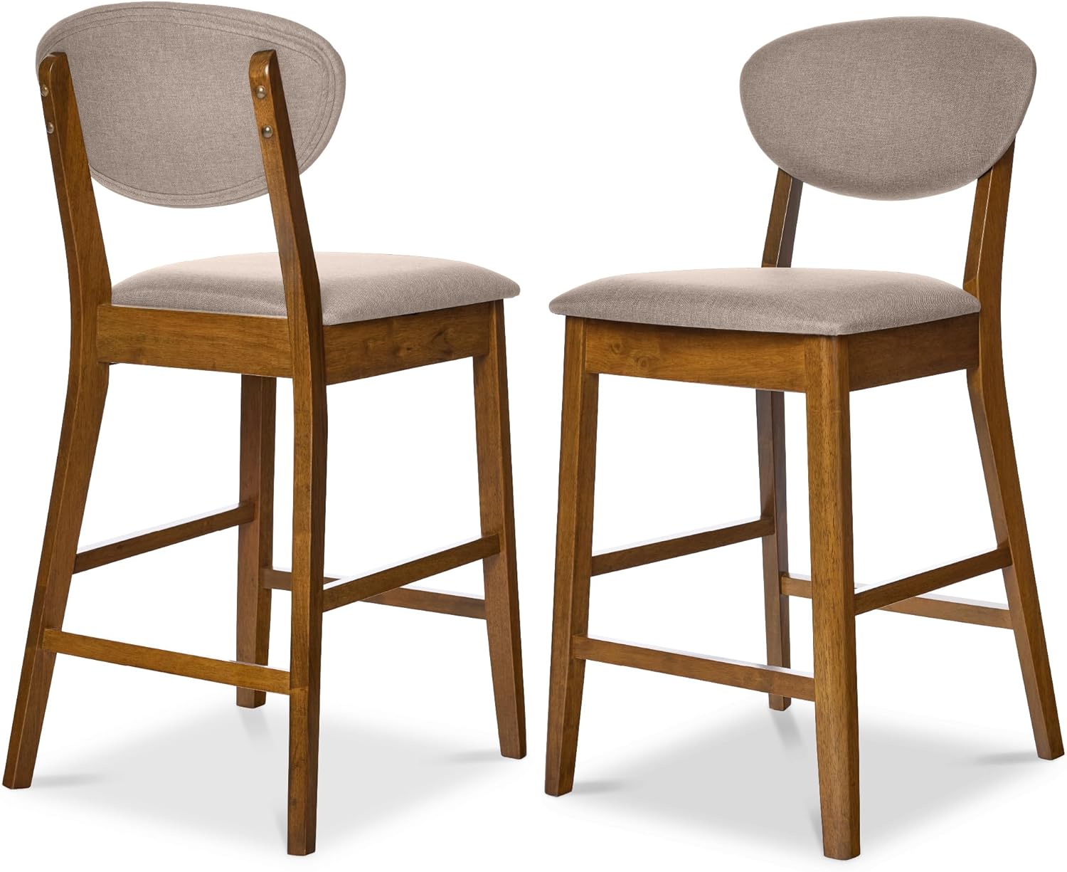 Best Choice Products - Set of 2 Modern Counter-Height Bar Stool Set W/ Upholstered Seat Cushion - Walnut/Grey