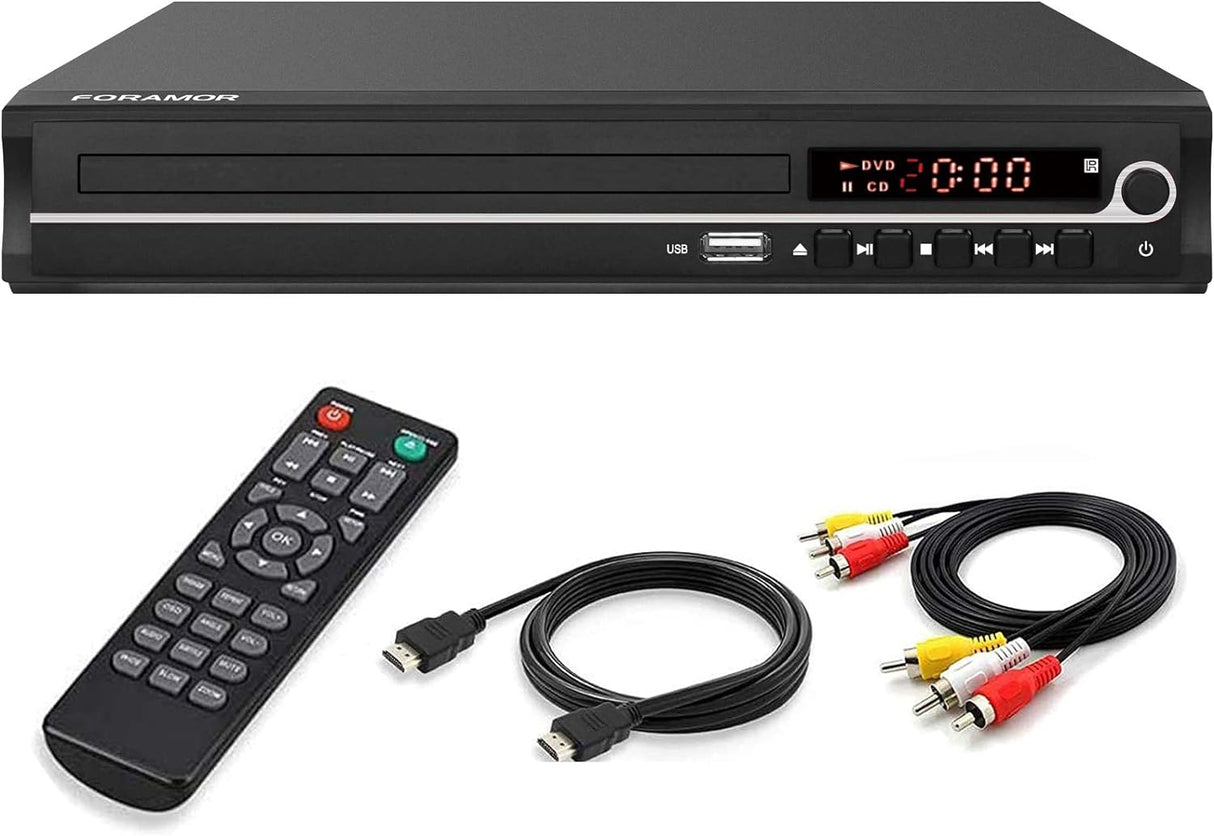 DVD Players for TV with HDMI, DVD Players That Play All Regions, Simple DVD Player for Elderly, CD Player for Home Stereo System, Included HDMI and RCA Cable (New Open Box)